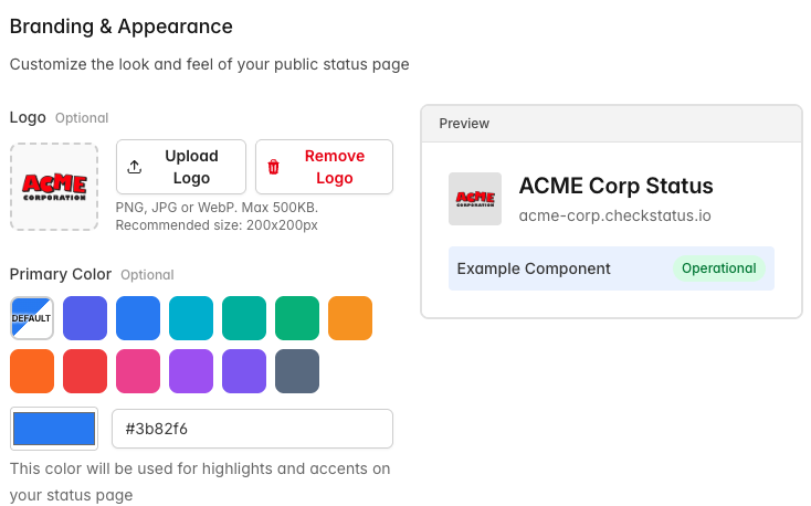 Customization screenshot