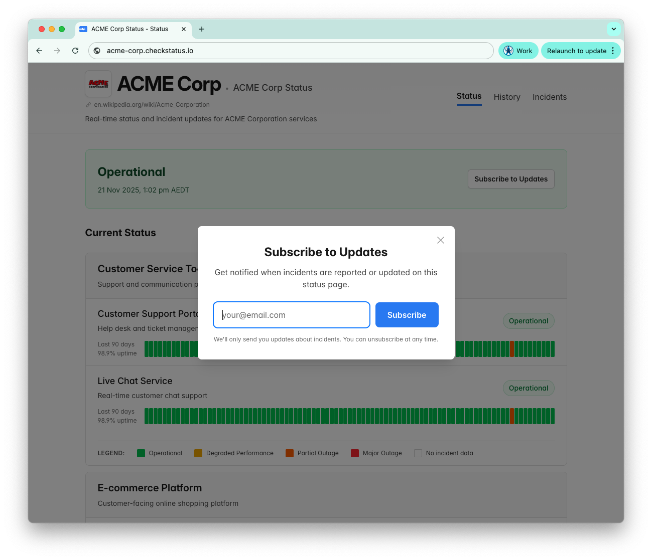 Email notifications screenshot